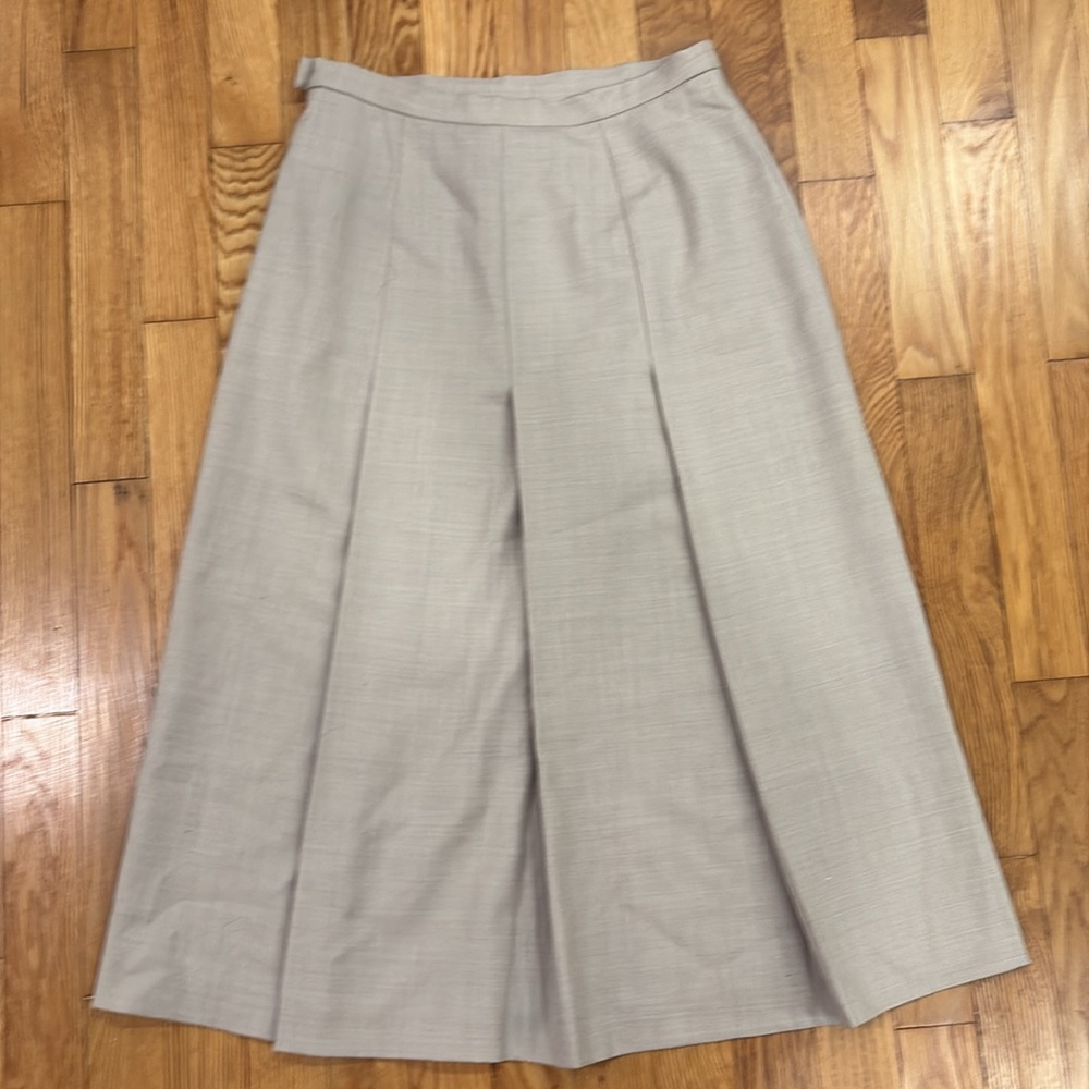 Max Mara skirt pleated virgin wool nude tan back pleat midi skirt 4